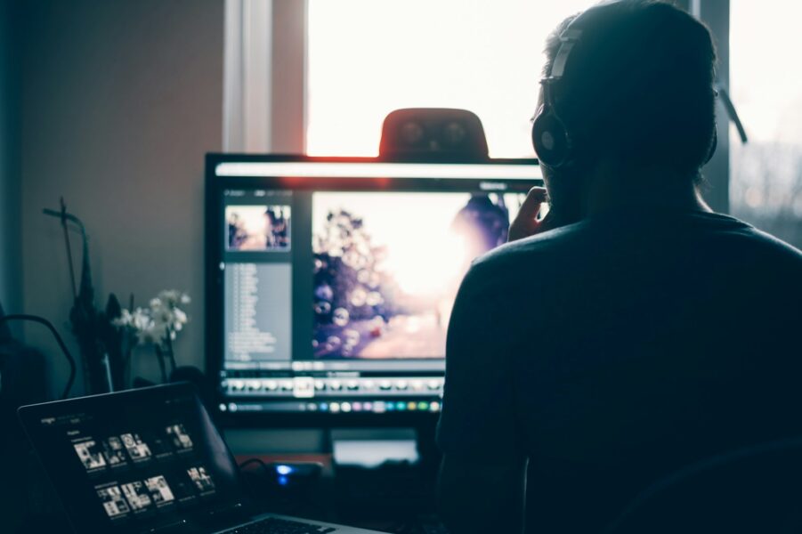 freelancer editing photo on computer